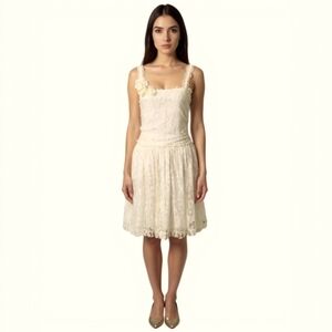 Chelsea & Violet Off White Exotic Eighties Lace Dress Size Large